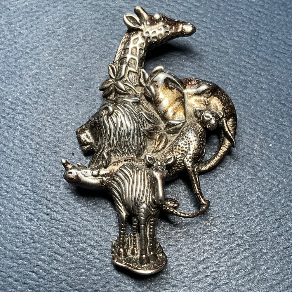Sterling Silver Safari Brooch Signed CS  20 Grams